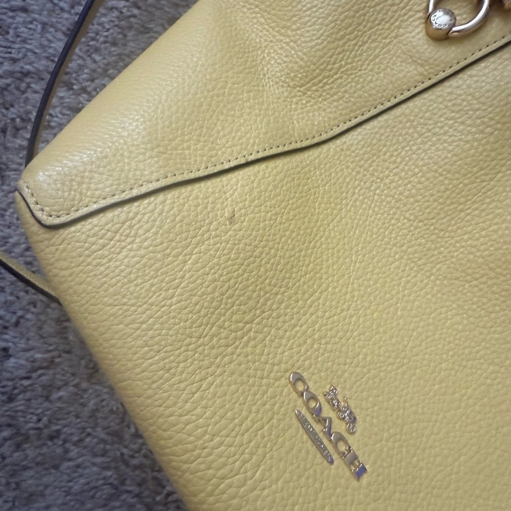 Coach Butter Yellow Kayce Satchel Bag + Coach Double Zip Matching Wallet - Picture 10 of 12